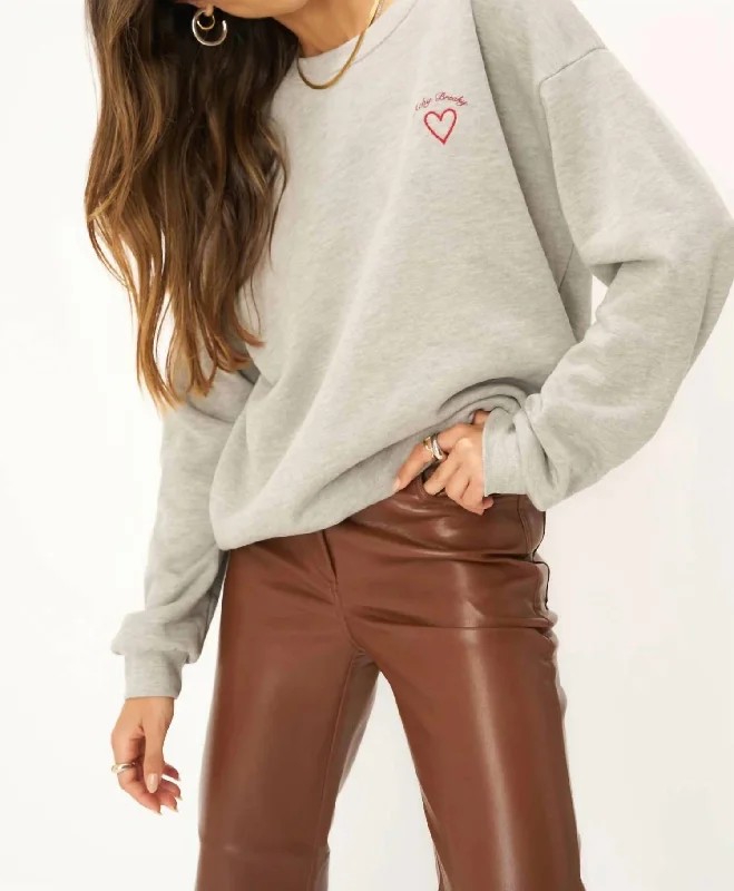 Achy Breaky Embroidered Sweatshirt In Heather GreyLuxury Knit Tops