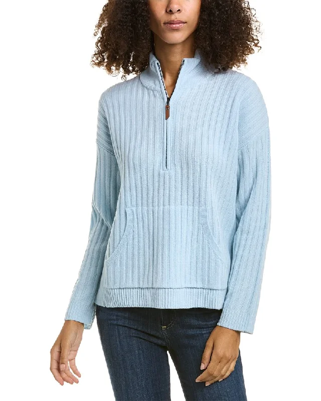 Alashan Courtney Rib 1/2-Zip Wool SweaterCamping Knit Tops