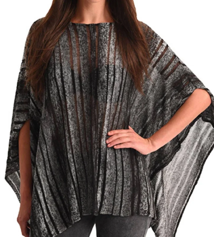 Color Cut-Out Poncho In BlackMohair Knit Tops