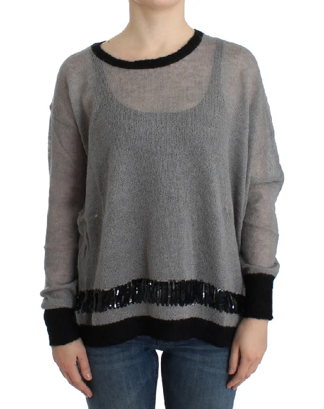 Costume National  embellished asymmetric Women's sweaterStatement Knit Tops