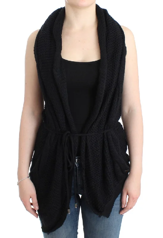 Costume National  sleeveless knitted Women's cardiganRibbed Cuff Knit Tops