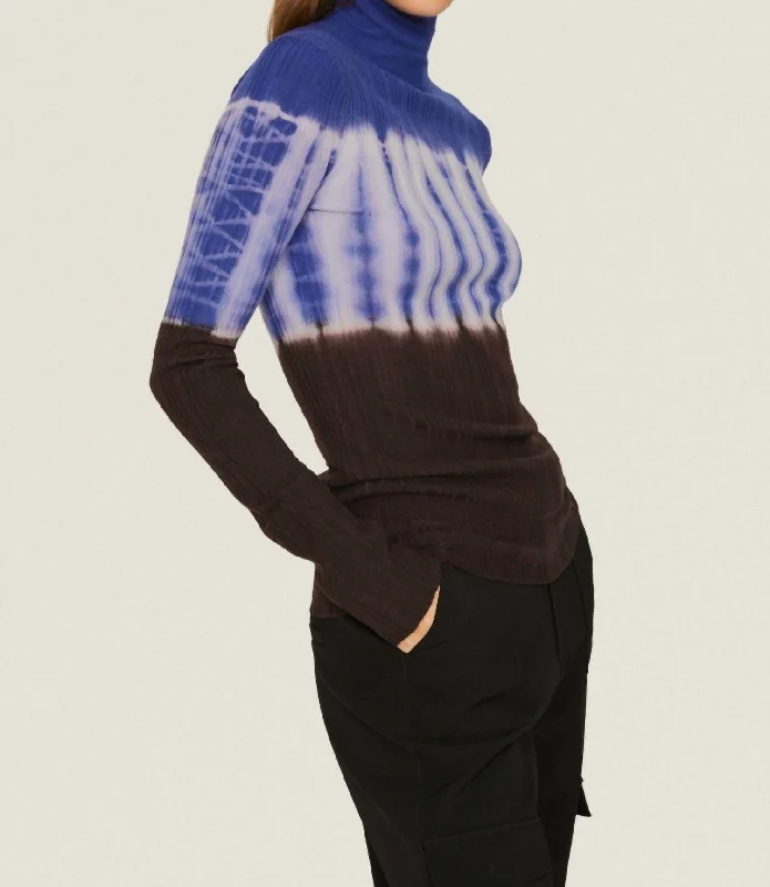 Dip Dye Turtleneck In BlueStatement Knit Tops