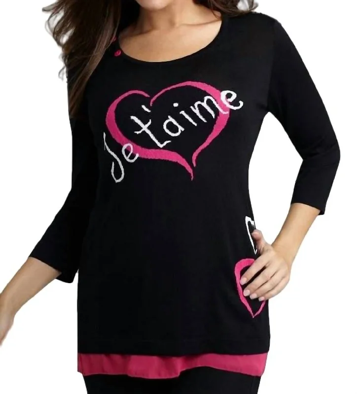 Je'taime Sweater In BlackfuchsiaAthletic Knit Tops