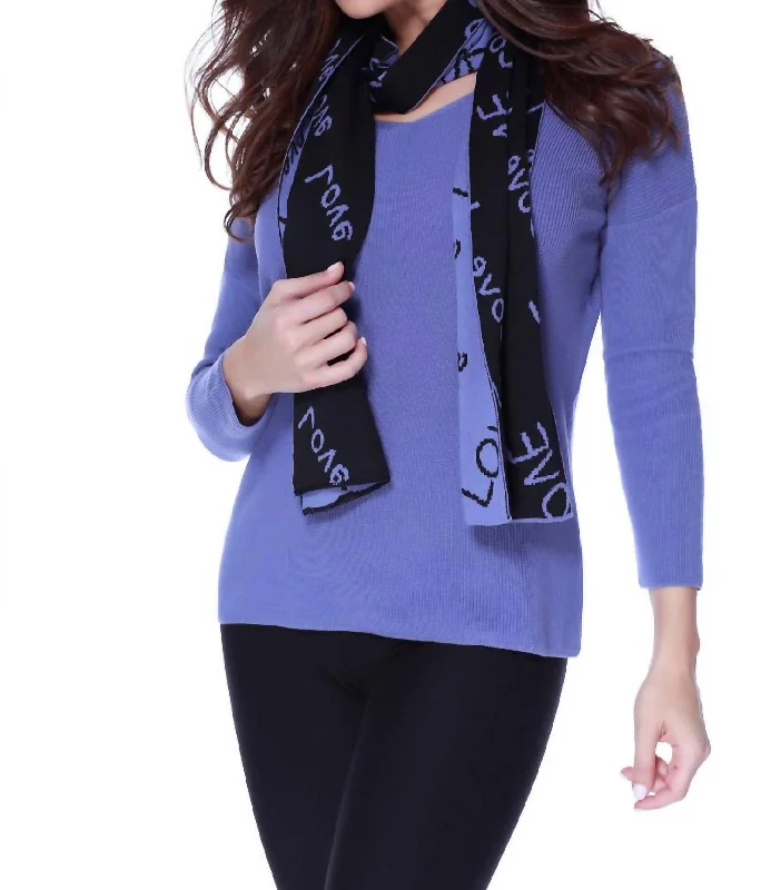 Love Pullover W/ Scarf In LavenderCamping Knit Tops