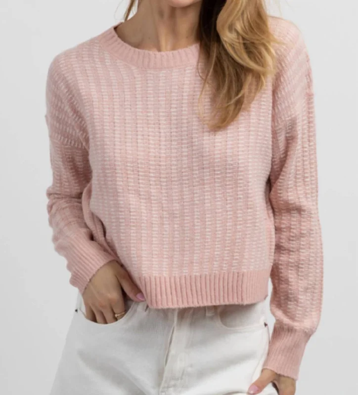 Open Back Sweater In Pink + WhiteSpring Knit Tops