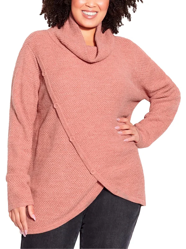 Plus Womens Cowl Hooded Pullover SweaterCotton Knit Tops