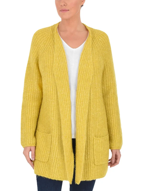 Plus Womens Knit Long Sleeves Cardigan SweaterRibbed Knit Tops