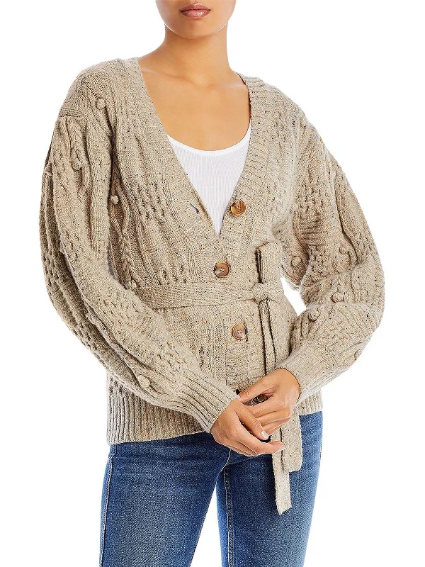 Polly Womens Wool Cable Knit Cardigan SweaterArtist Knit Tops