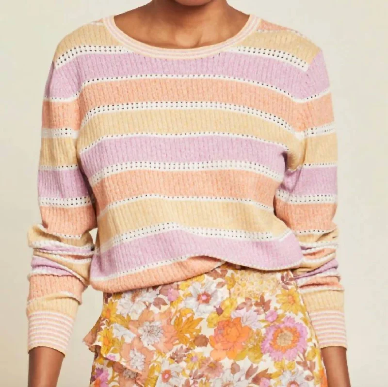 Raimi Color-Blocked Pullover Sweater In Pastel MultiMetallic Knit Tops