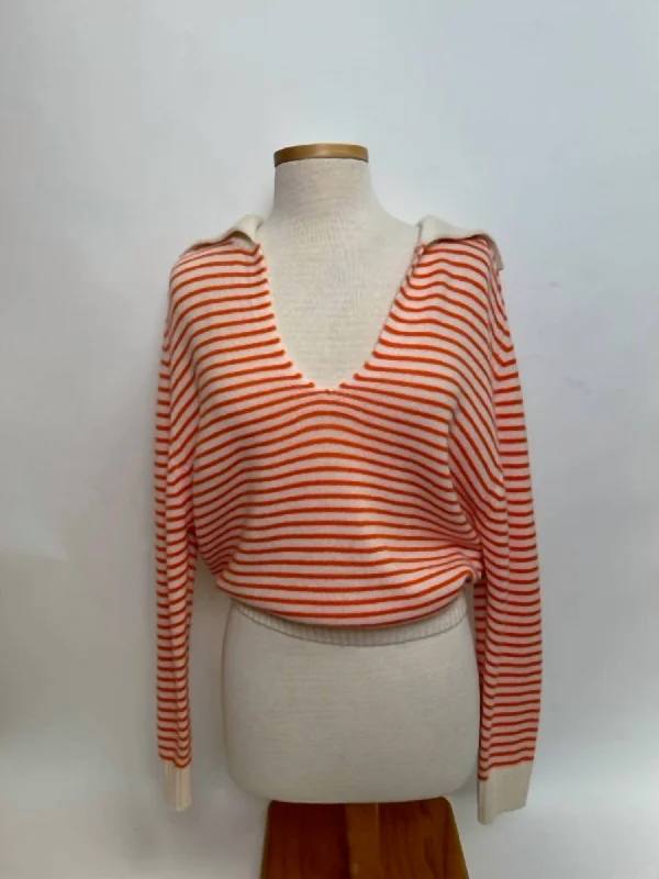 Serafino In Orange & WhiteCropped Knit Tops