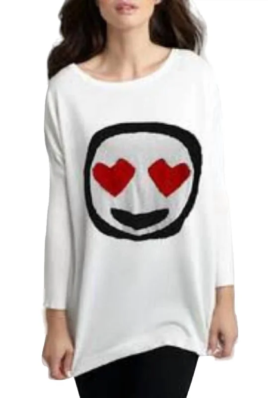 Smile In Love Emoji Top In StoneblackLace-Up Knit Tops