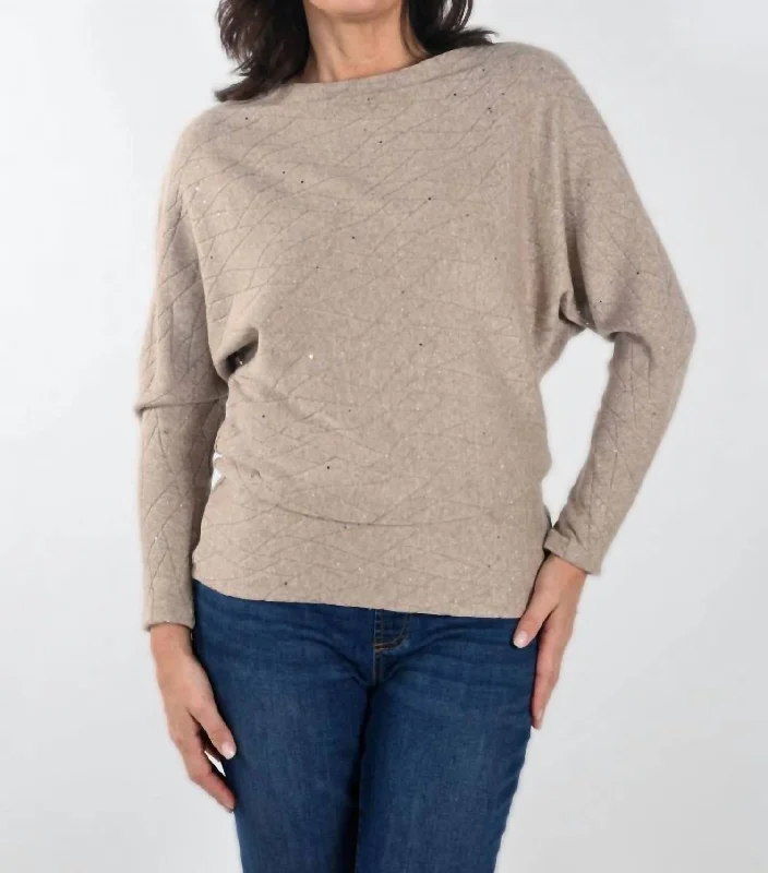 Sparkling Knit Sweater In OatmealFormal Knit Tops