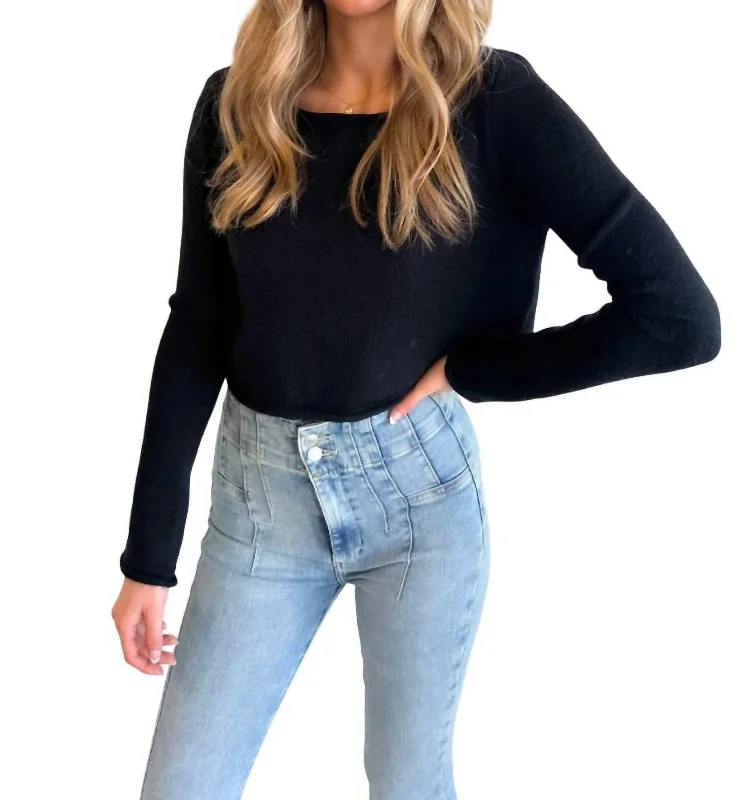 Sydney Sweater In BlackCropped Knit Tops