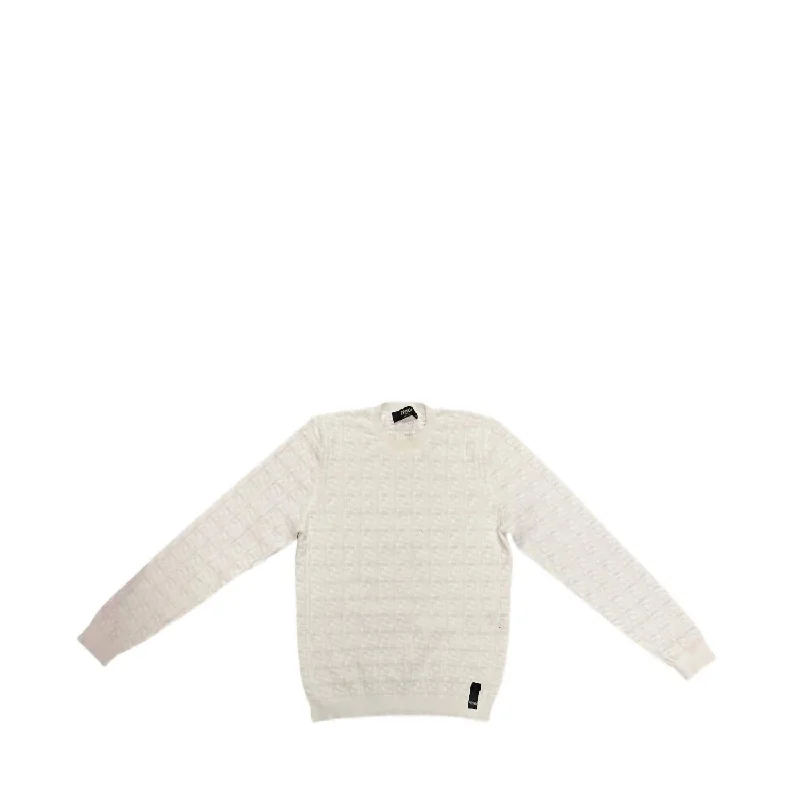 Textured Knit Sweater In WhiteCasual Knit Tops