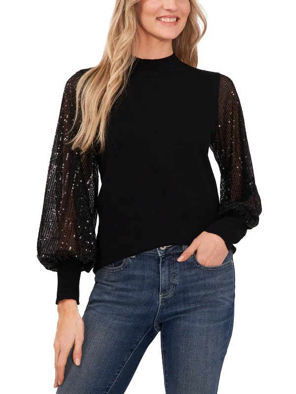 Womens Cotton Sequins Pullover SweaterCasual Knit Tops