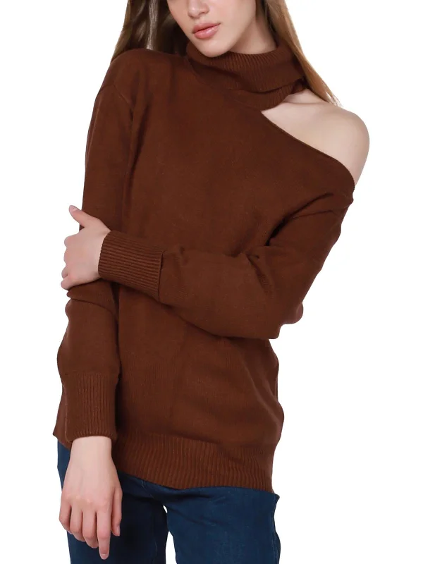 Womens Cut-Out Warm Turtleneck SweaterThermal Knit Tops