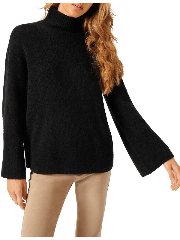 Womens Ribbed Knit Mock Turtleneck SweaterWool Knit Tops