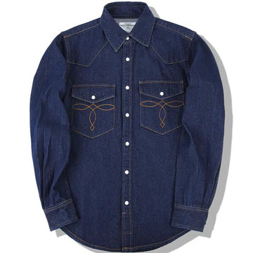 American Retro Washed Denim Shirt Dark BlueCycling Shirts