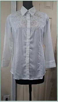 Annie Ivory Embroidered Western Snap ShirtLongline Shirts