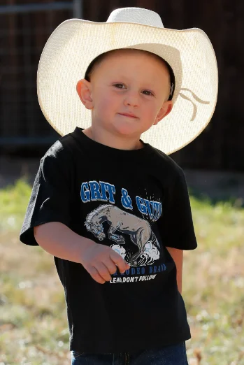 Boy's Western Grit & Guts Black Tee ShirtFlannel Shirts