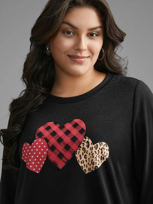 Crew Neck Heart Print SweatshirtOrganic Cotton Sweatshirts