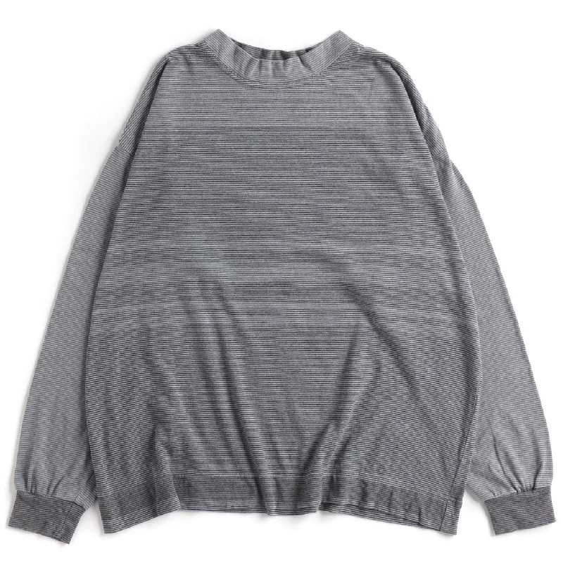 TAMAKI NIIME Mock Neck Cotton Tee Shirt - #01 Grey Tones - Size 2Silk Shirts