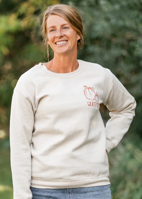 Embroidered Grateful Pumpkin SweatshirtHiking Hoodies