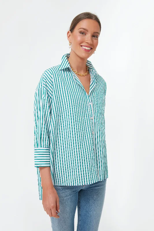 Green Striped Adair Boyfriend ShirtArtist Shirts