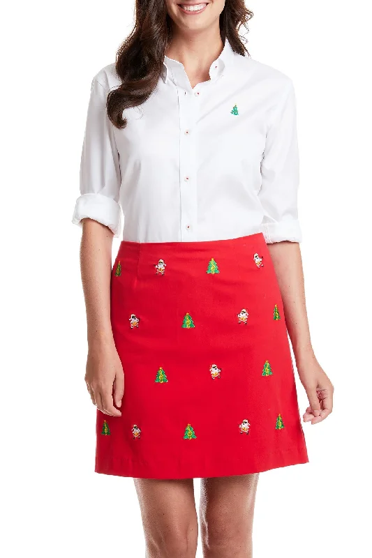 Ladies Button Down Shirt Oxford White with Single Christmas TreeStudded Shirts