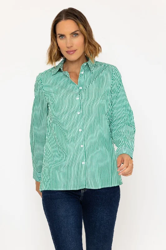 Longline Shirt 100% Cotton in GreenMetallic Shirts