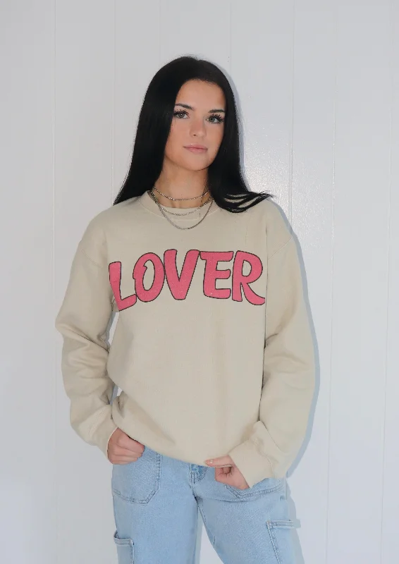 Lover Graphic Sweatshirt TanKangaroo Pocket Sweatshirts