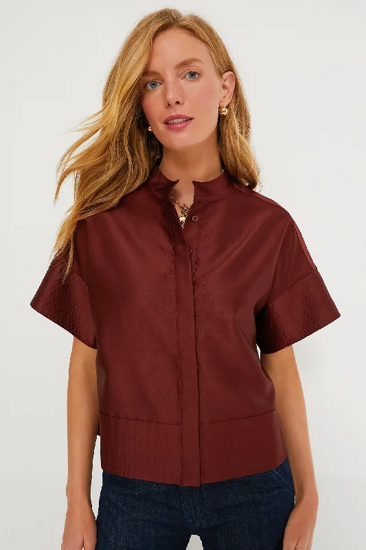 Oxblood Dupioni Trapunto Stitch Sofia ShirtCashmere Shirts