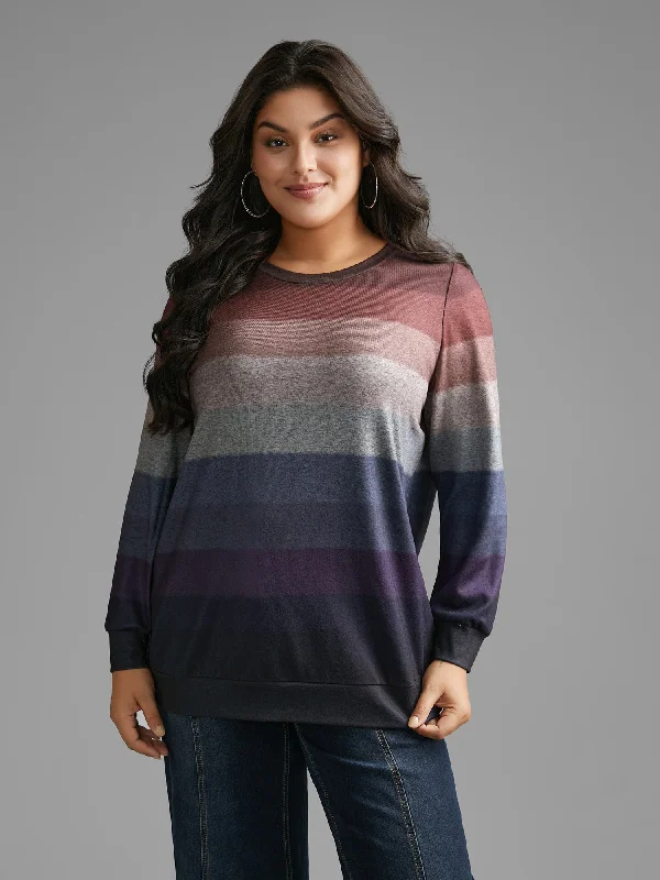 Ombre Contrast Round Neck SweatshirtTie-Dye Hoodies