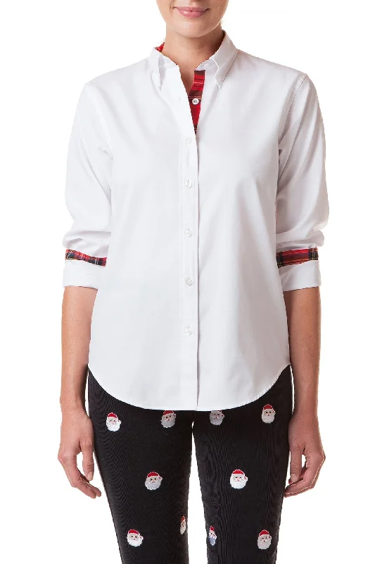 Ladies Button Down Shirt White Oxford With Royal StewartArtist Shirts