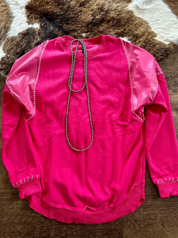 Pink Stitched SweatshirtSequined Hoodies