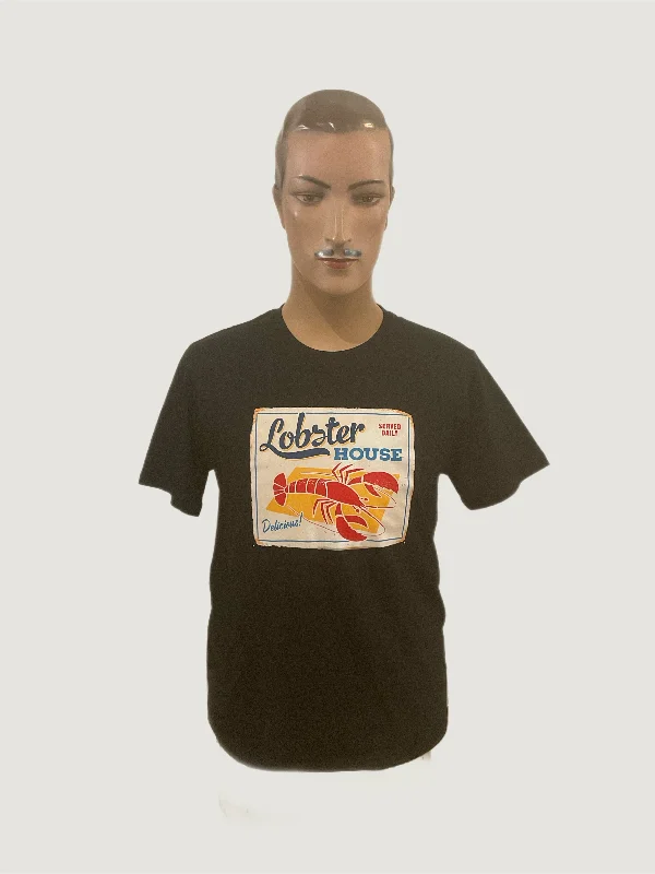 Vintage  T- Shirt  Lobster Black MensStriped Shirts