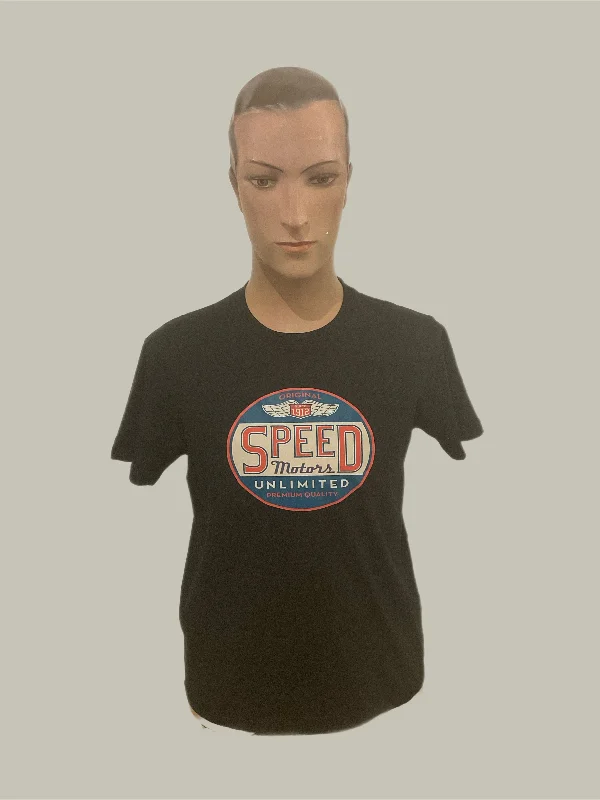 Retro  T shirt  Speed Motors Black MensLinen Shirts