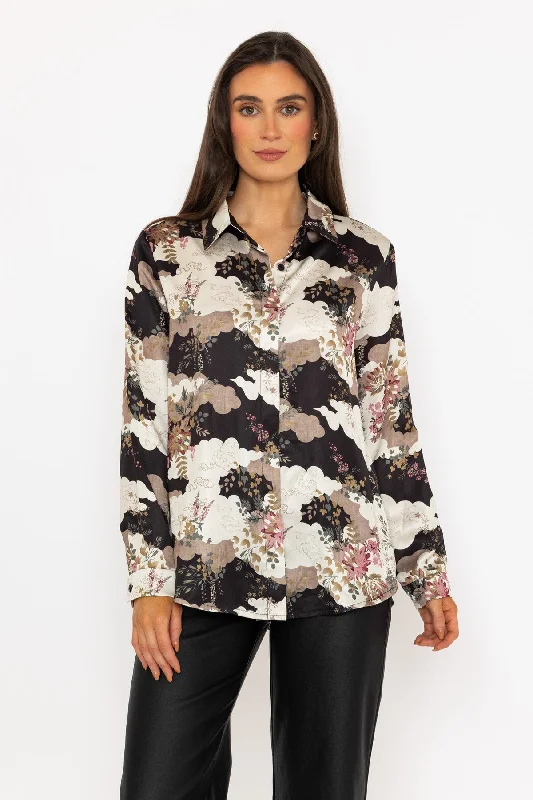 Sateen Black Printed Long Sleeve ShirtCycling Shirts