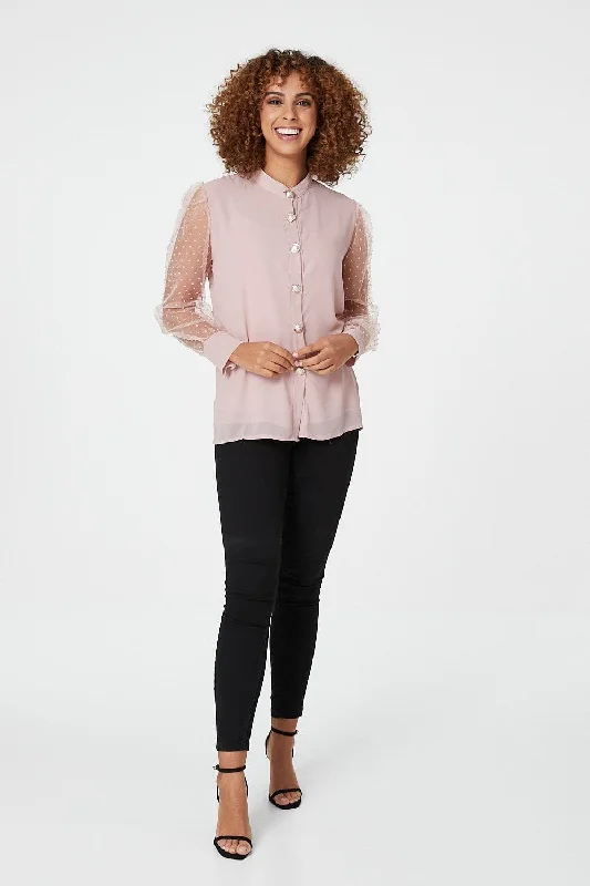 Sheer Organza Sleeve ShirtRecycled Fabric Shirts