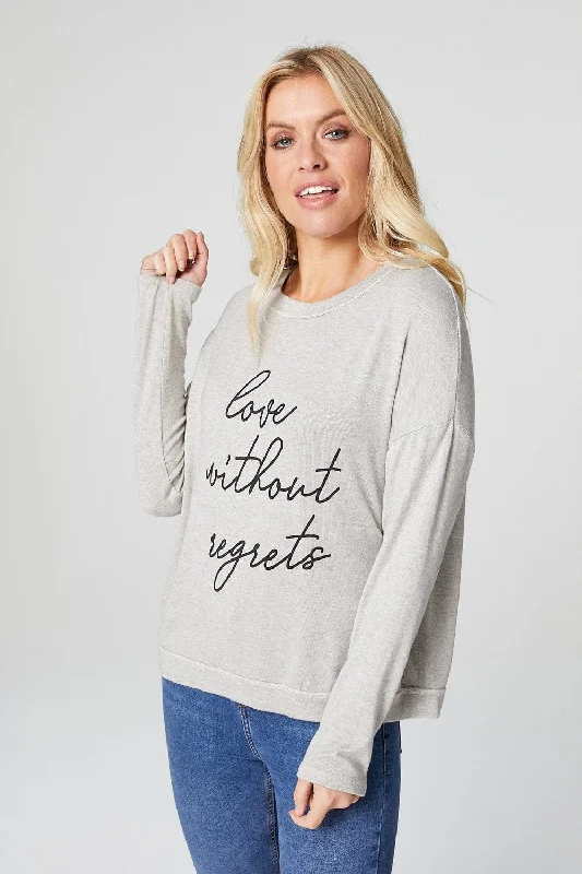 Slogan Print Long Sleeve SweatshirtMicrofleece Hoodies