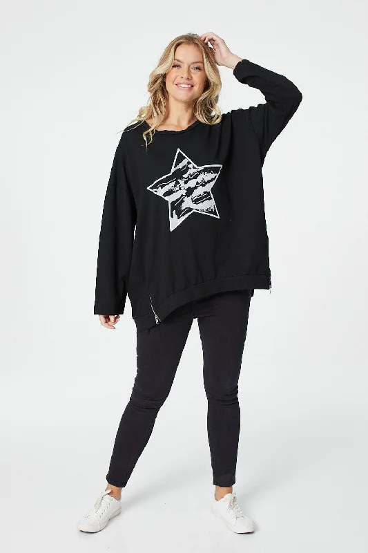 Star Print Long Sleeve SweatshirtRunning Sweatshirts