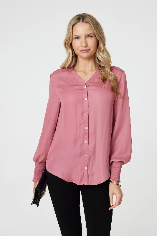 Collarless Button Up Long Sleeve ShirtArtist Shirts