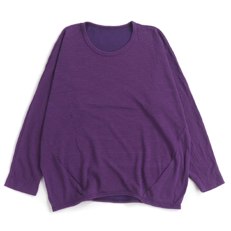 TAMAKI NIIME Long Sleeve Cotton Dolman Tee Shirt - Striped Grape - Size 2Cashmere Shirts