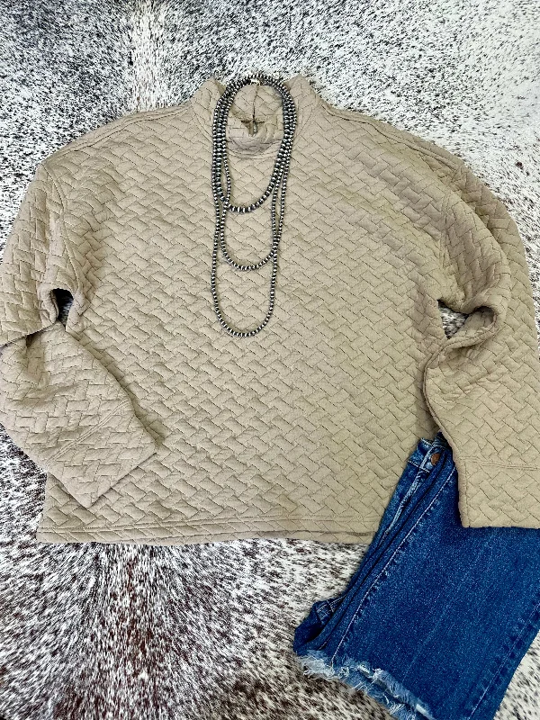 Textured Sweatshirt Top - BeigeWorkout Sweatshirts