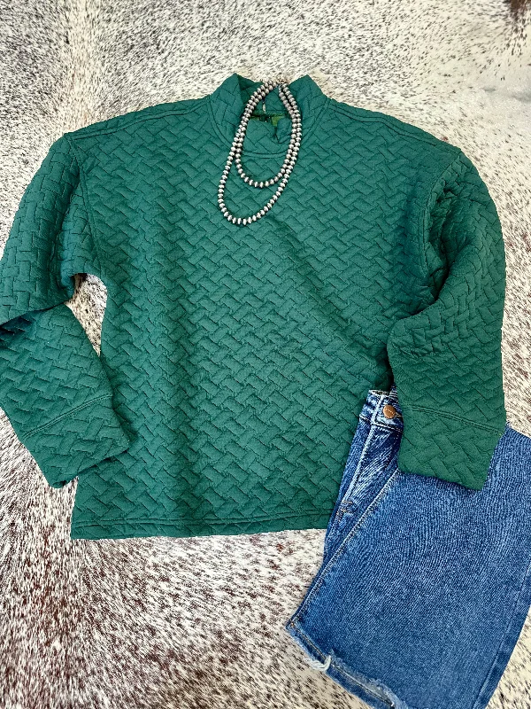 Textured Sweatshirt Top - Hunter GreenFishing Sweatshirts