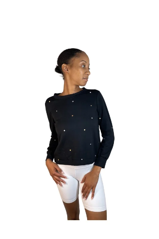 TLA Petite Crew Neck Metallic Dot SweatshirtSports Team Hoodies