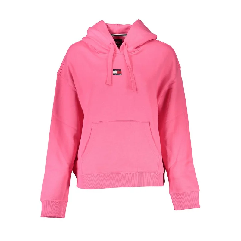 Tommy Hilfiger Pink Cotton Women SweatshirtVelour Sweatshirts