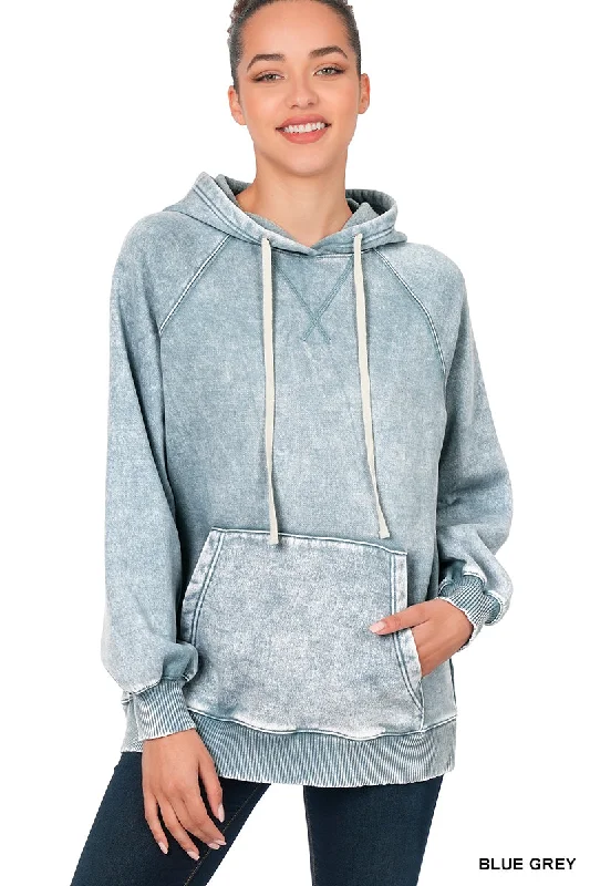 Zenana Mineral Washed Hooded Sweatshirt OTW-4551Luxury Hoodies