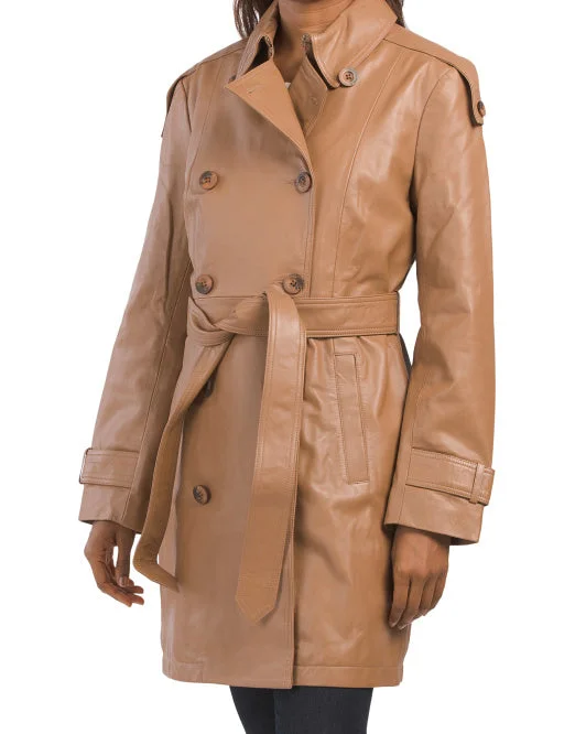 BADGLEY MISCHKA Leather Tie Belt Trench CoatCorduroy Jackets