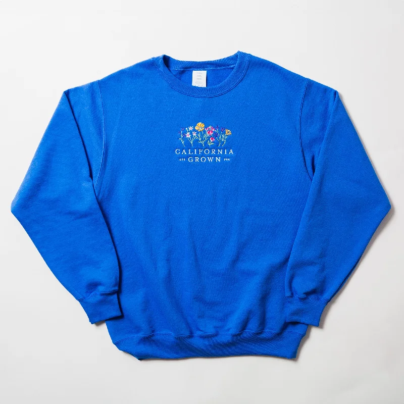 California Wildflowers Embroidered Thrifty Crew SweatshirtStudded Sweatshirts